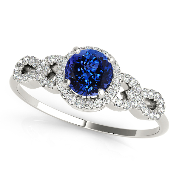 Peculiar Infinity Tanzanite Engagement Ring with Round Halo