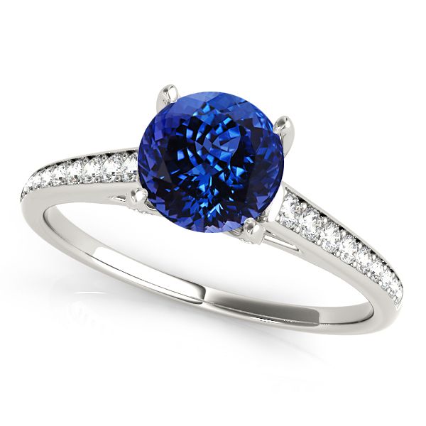 Stylish Tanzanite Engagement Ring with Unique Side Stones