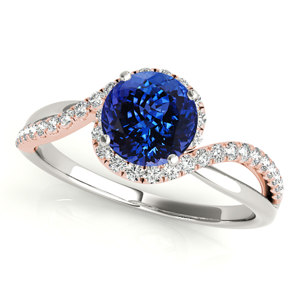 Tanzanite Engagement Ring with Glamorous White and Rose Gold Bypass