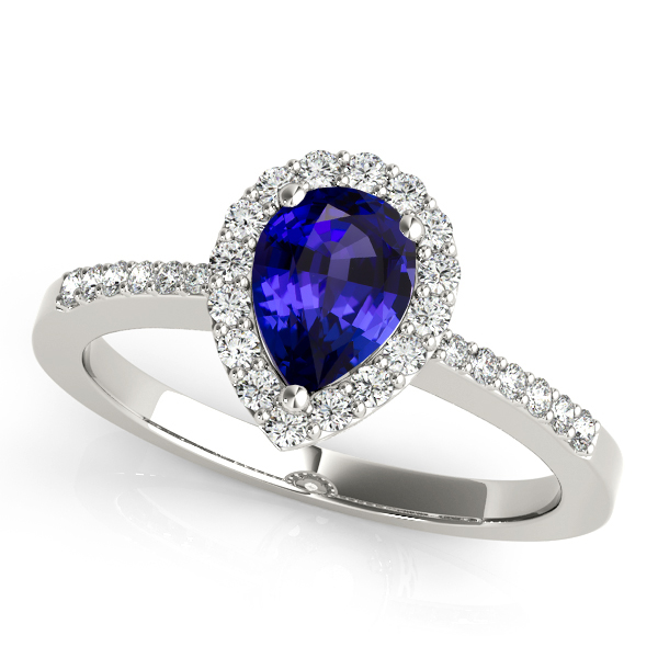 Sophisticated Pear Tanzanite Halo Engagement Ring