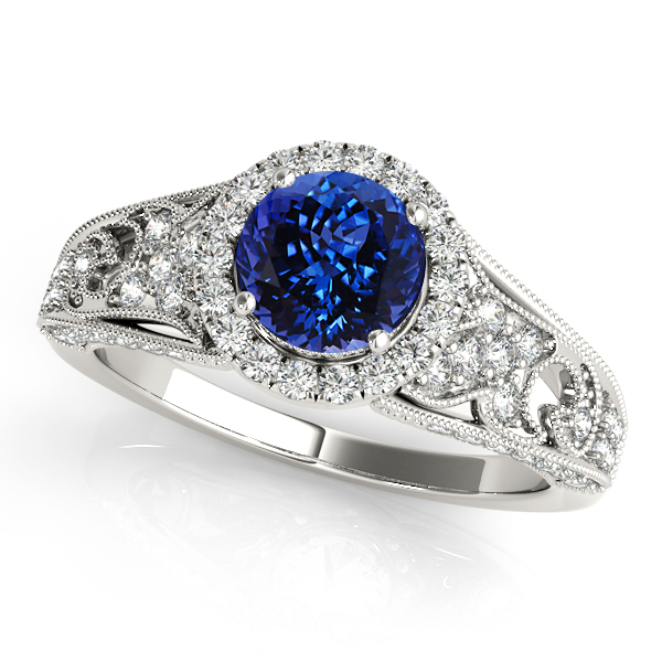 Glamorous Vintage Halo Tanzanite Engagement Ring