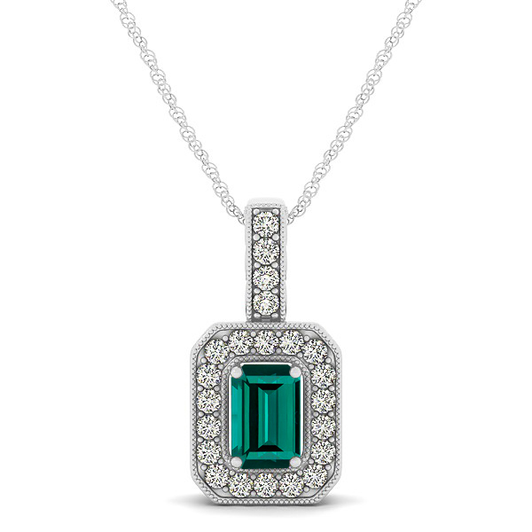 Vintage Emerald Cut Tourmaline Pendant Necklace