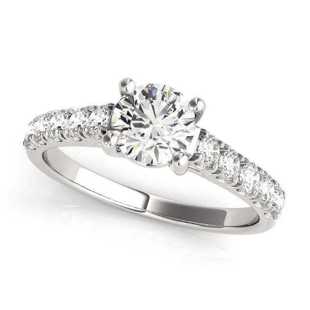 Classic Solitaire Side Stone Engagement Ring Setting