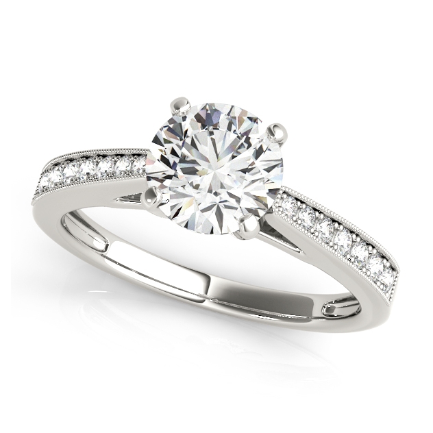 Elegant Four-Prong Engagement Ring w/ Round Cut Diamonds