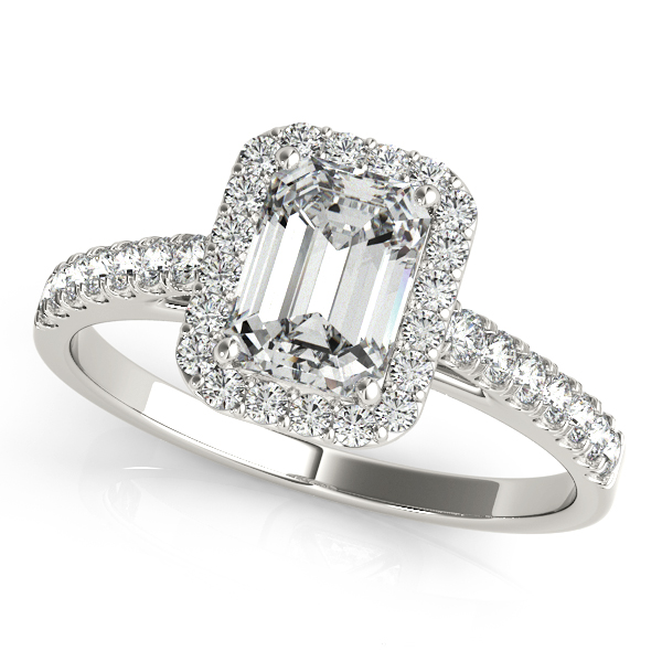 Exceptional Emerald Cut Halo Diamond Engagement Ring Setting