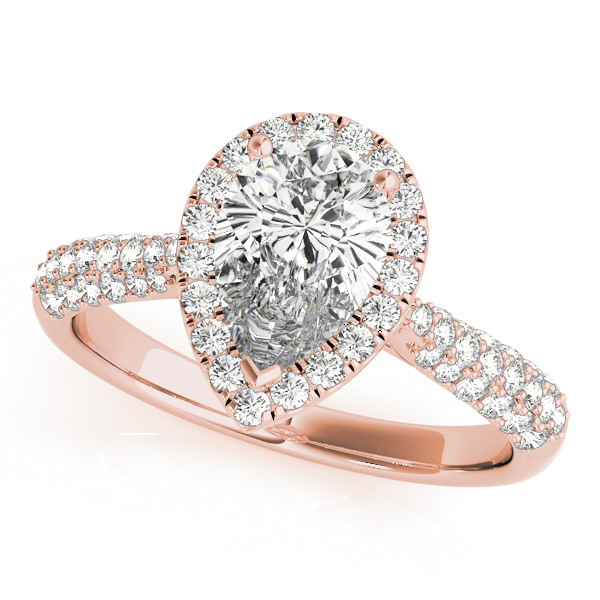 Luxury Pear Cut Halo Engagement Ring with Side Stones