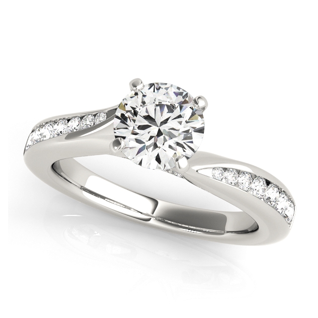 Chic Solitaire Side Stone Engagement Ring w/ Prong Setting