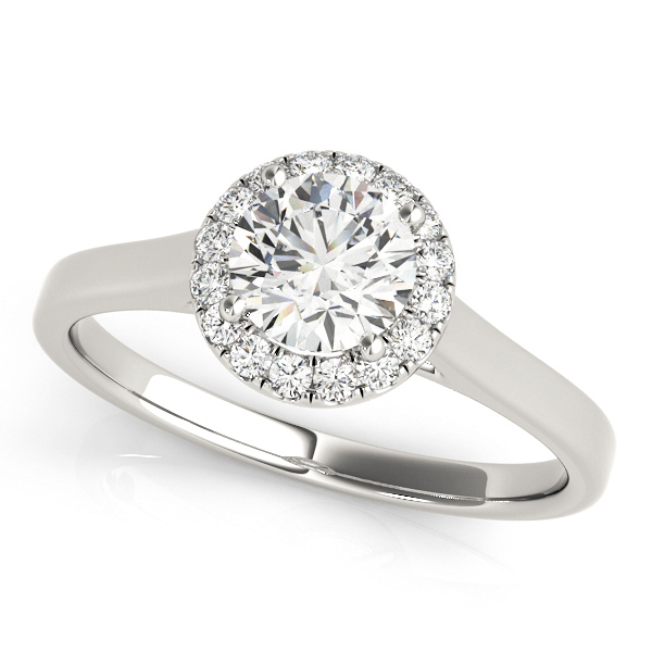 Classic Round Cut Halo Engagement Ring No Side Stones