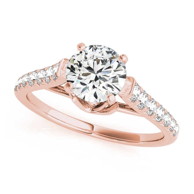 Prong Engagement Ring w/ Round Cut Diamond Setting