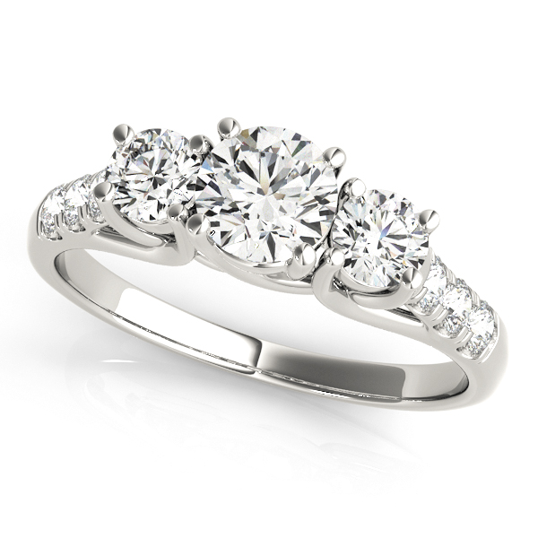 Three Stone Side Stone Engagement Ring Trellis Set Diamonds