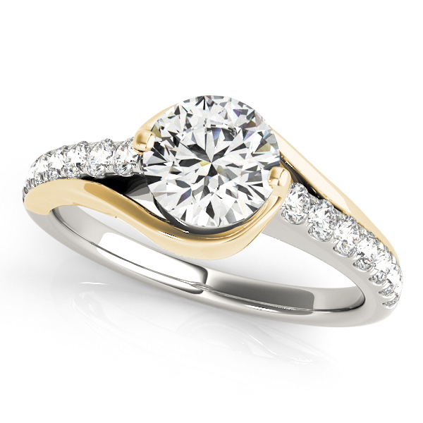 Unique Modern Two Tone Solitaire Side Stone Engagement Ring