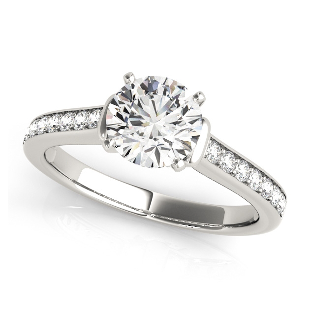 Unique Solitaire Side Stone Engagement & Wedding Ring Set