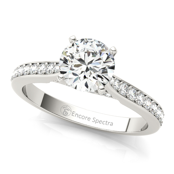 Classic Modern Solitaire Side Stone Diamond Engagement Ring