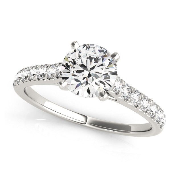 Traditional Side Stone Engagement Ring Prong Setting