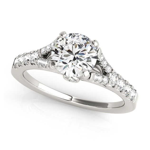 V Shaped Side Stone Engagement Ring Bezel Accents