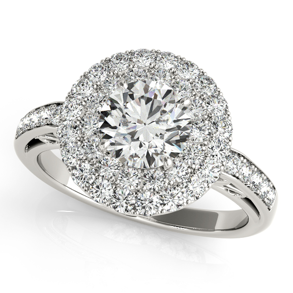 Peculiar Quintet Halo Engagement Ring with Side Stones