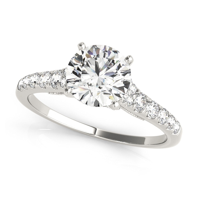 Side Stone Engagement Ring Bezel Accents & Vintage Filigree