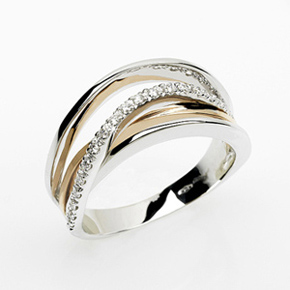 unique italian white pink gold diamond wedding ring
