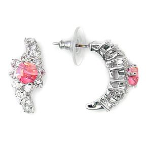 Silver Tone Fashion Earrings Rose Cubic Zirconia
