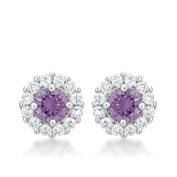 Classic Bella Bridal Earrings in Purple 2.52 CT