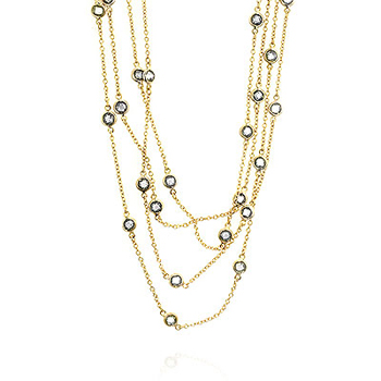 Contemporary Layered Bezel Golden Necklace