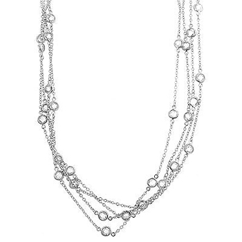 Contemporary Layered Bezel Silvertone Necklace