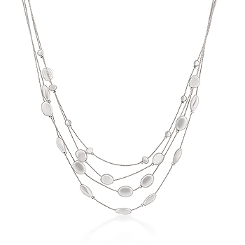 Contemporary Beaded Silvertone Necklace