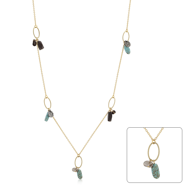 Contemporary Golden Assorted Charms and Crystals Necklace