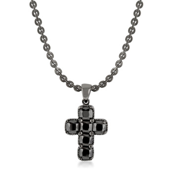 Religious Black Cross Necklace 7.17 CT