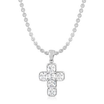 Religious Silvertone Cross Necklace 7.17 CT