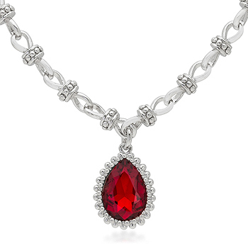 Ruby Red Solitaire Vintage Necklace 7.8 CT