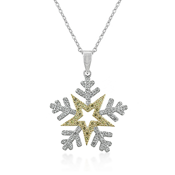 Symbolic Two-Toned Snowflake Pendant