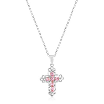 Religious Silvertone Filigree Cross Pendant 1.2 CT