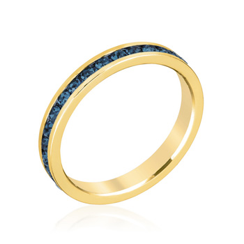 Eternity Stylish Stackables with Deep Blue Crystal Ring .35 CT