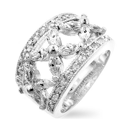 Classic Floral CZ Eternity Ring