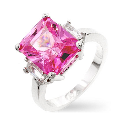 Pink Triplet Engagement Ring