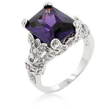 Vintage Right-hand Amethyst Princess Engagement Ring