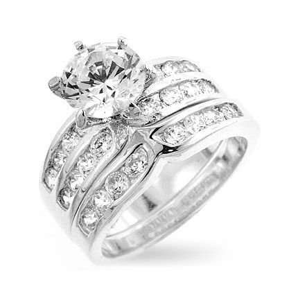 Cubic Zirconia Wedding Sets - Engagement & Wedding Rings in One