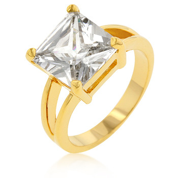 5 CT Princess Solitaire Crystal C'este Di Amore Engagement Ring