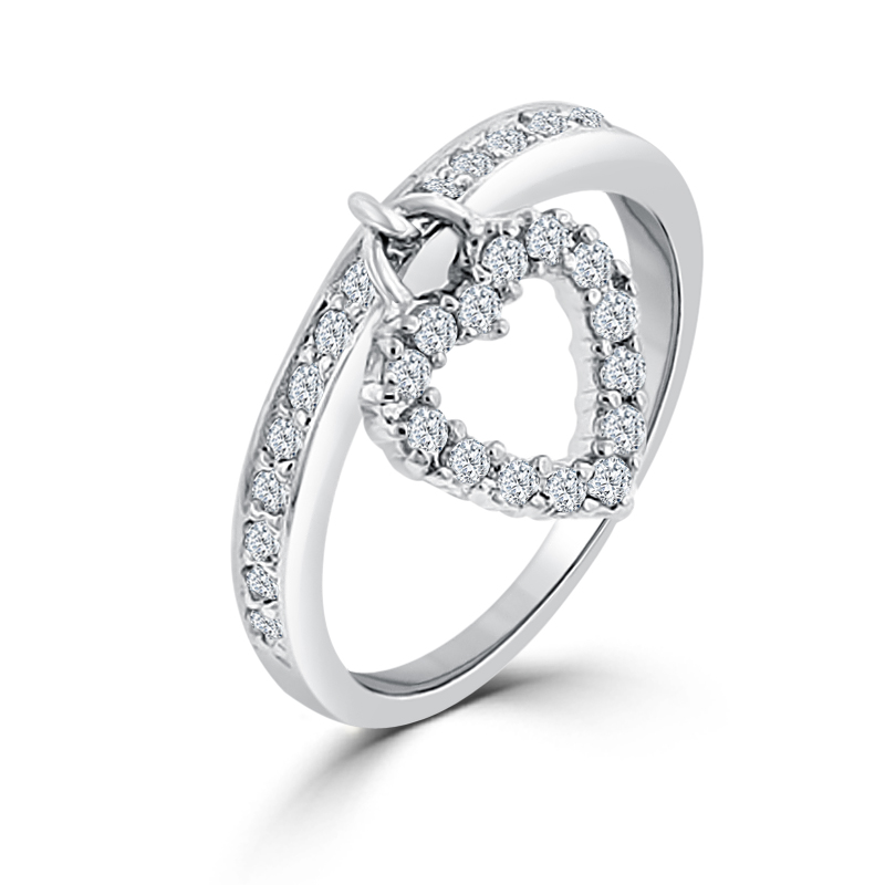 Simple Heart Charm Wedding Ring