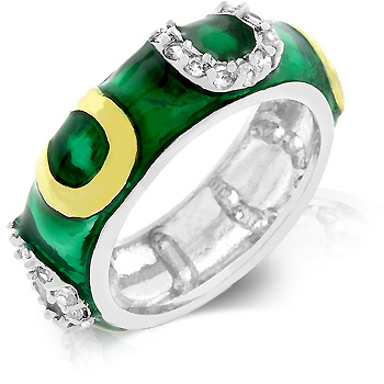 Green Enamel Horseshoe Ring - Jewelry Sale