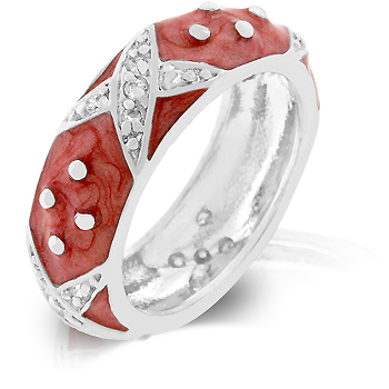 Marbled Pink Enamel Ring - DT Jewellers