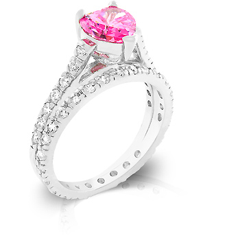 Pink Heart CZ Ring Set - Fashion Jewelry