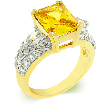 Engagement Ring with Yellow Fashion CZ