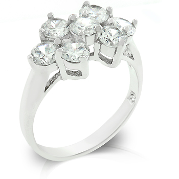 Floral Round CZ Cluster Ring