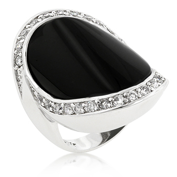 Cocktail Pave Trim Onyx Ring