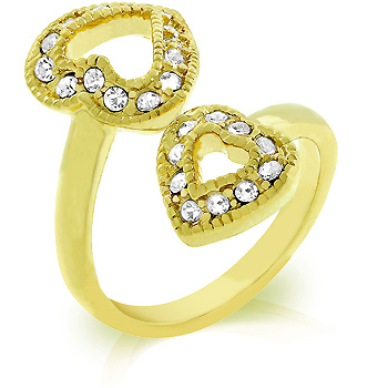 Contemporary Dual Pave Hearts Ring