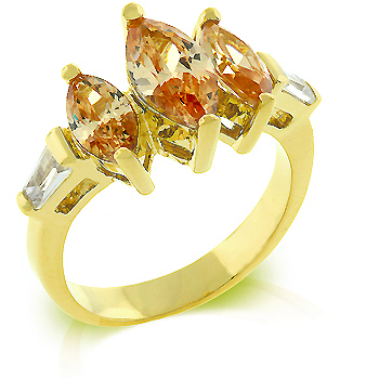 Contemporary Triple Marquise Champagne Ring