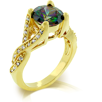 Contemporary Golden Mystic CZ Ring