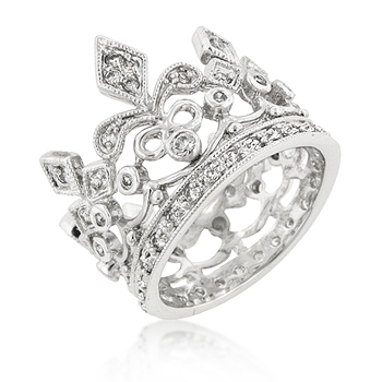 Baroque CZ Crown Eternity Wedding Ring